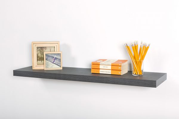 Flexi Storage Decorative Shelving Floating Shelf Ash Oak 900 x 240 x 38mm fitted on wall with decorations on top