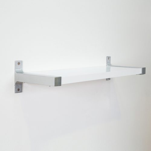 Flexi Storage Decorative Shelving Style Shelf Brackets Left and Right fitted onto White Gloss Style Style Shelf installed on wall