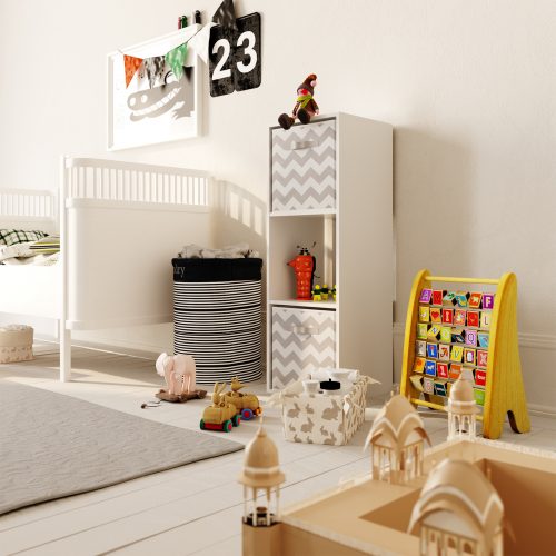 Flexi Storage Clever Cube Compact 1x3 Unit White lifestyle in kids room