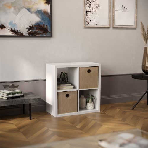 Flexi Storage Clever Cube Premium Fabric Insert Urban Canvas fitted in Clever Cube 2x2 Unit White in a living room
