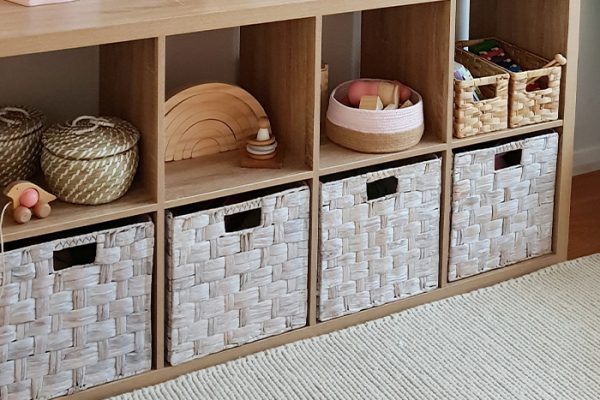 Flexi Storage Clever Cube Natural Insert Water Hyacinth White used in 2 x 4 Oak Clever Cube Unit