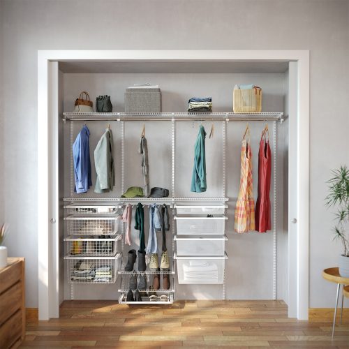 Flexi Storage Home Solutions Sliding Shoe Rack For Flats White fitted in a wardrobe setup