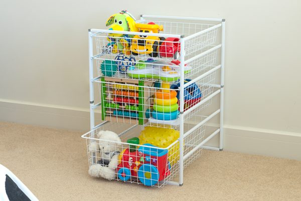 Flexi Storage Home Solutions 6 Runner Kit With Baskets White constructed and used as toy storage