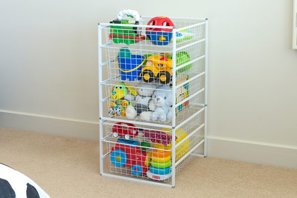 Flexi Storage Home Solutions 8 Runner Kit With Baskets White constructed and used as toy storage