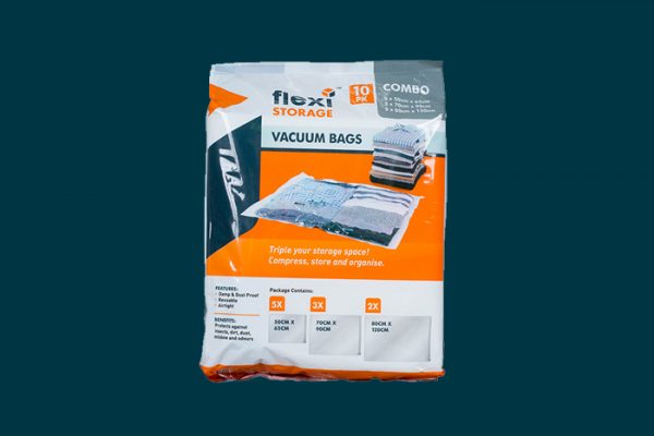 Flexi Storage Vacuum Storage Bag 10 Pack Assorted packaging isolated
