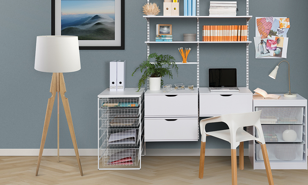 Flexi Storage Home Solutions Runner Frames and Baskets used in home office