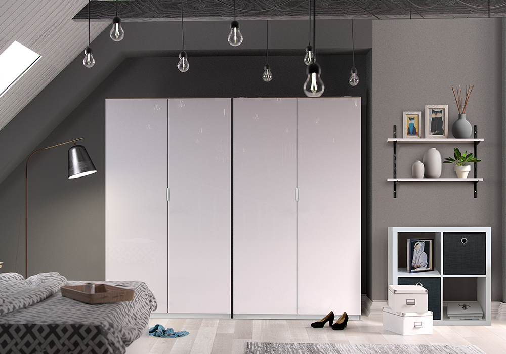 Flexi Storage Wardrobe, Clever Cube and Decorative Shelving installed in bedroom