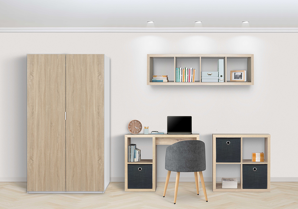 Flexi Storage Hinged Wardrobe and Clever Cubes used in bedroom or home office