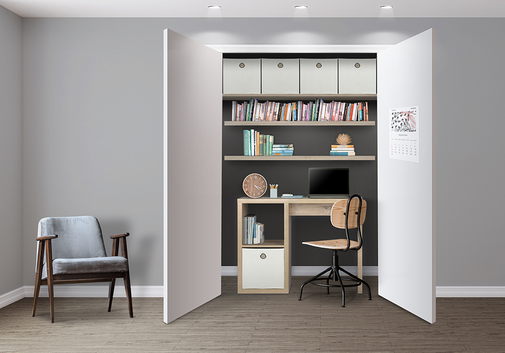 Flexi Storage Clever Cube and Decorative Shelving used to create built-in study
