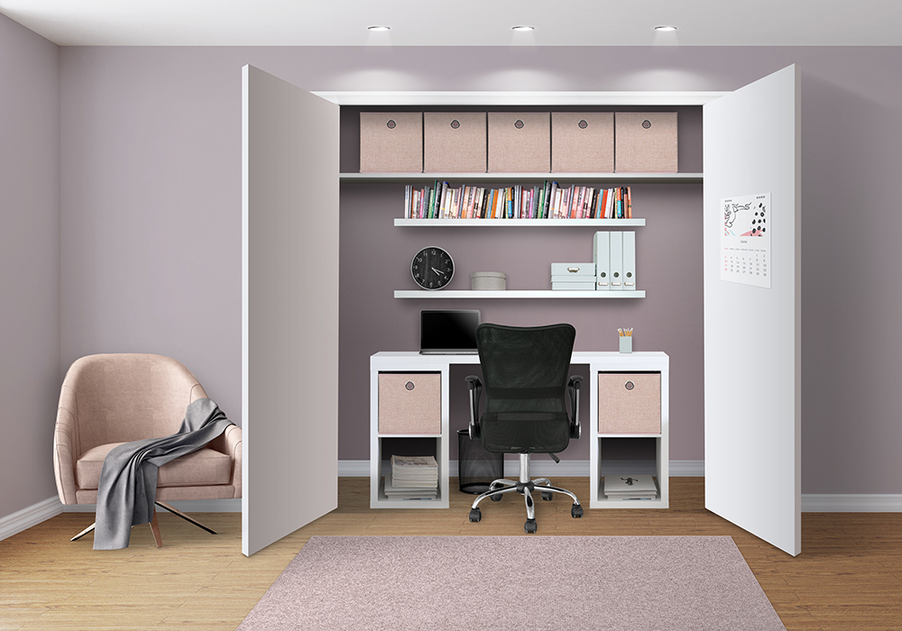 Flexi Storage Clever Cube and Decorative Shelving used to create built-in study