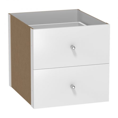 Flexi Storage Clever Cube Timber Insert 2 Drawer White High Gloss isolated