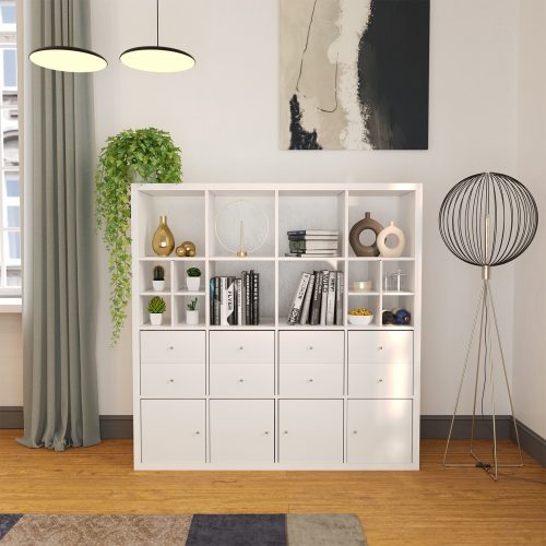 Flexi Storage Clever Cube Timber Insert Divider White High Gloss installed in Flexi Storage Clever Cube Unit