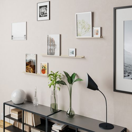 Flexi Storage Decorative Shelving Photo Shelf fitted on wall with several photos on the shelf